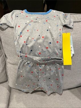 Toddler Cat and Jack Star Print pajama shorts Set - Gray Red, Blue & White Stars